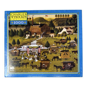 Charles Wysocki Rally at Dandelion Mill Jigsaw Puzzle MB 2002 Americana Open Box